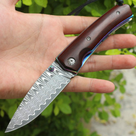 Damascus Blade with Rosewood Handle Wholesale Folding Pocket Knife for Outdoor Camping Hunting Men' Gift UD405527